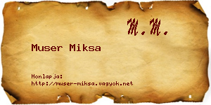 Muser Miksa névjegykártya